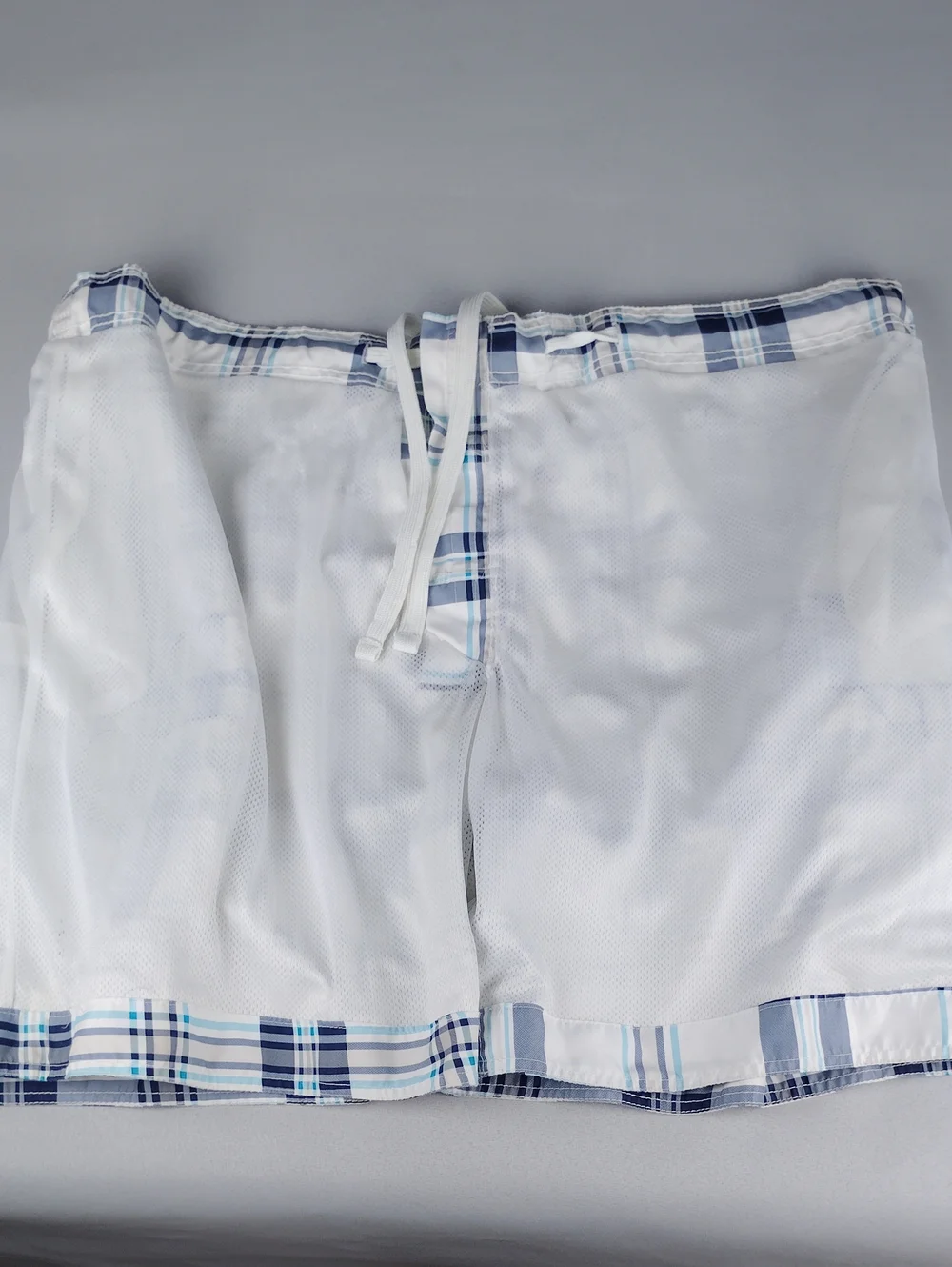 OP Men's Plaid Swim Trunks - White/Navy